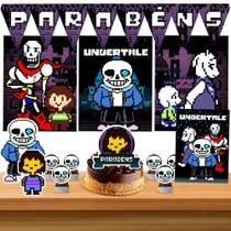 Kit só um bolinho decoração Undertale Aniversário festa em casa banner, topo bolo - 35 Peças Kit só um bolinho decoração Undertale Aniversário festa em casa banner, topo bolo - 35 Peças