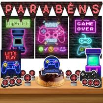 Kit só um bolinho decoração Video Game Aniversário festa em casa banner, topo bolo - 50 Peças Kit só um bolinho decoração Video Game Aniversário festa em casa banner, topo bolo - 50 Peças