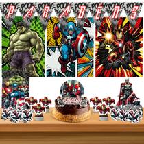Kit só um bolinho decoração Vingadores Heróis Aniversário festa em casa banner, topo bolo - 50 Peças Kit só um bolinho decoração Vingadores Heróis Aniversário festa em casa banner, topo bolo - 50 Peças
