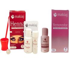 Kit Sobrancelha Makiaj Henna E Removedor Extrato Camomila Profissional Renna