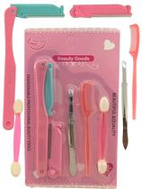Kit sobrancelha profissional com Pinça Navalha Escovinha Beauty ideal para rena aparar pelos cilios