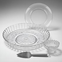 Kit Sobremesa Bowls Prato Boleira Borda Espatula Pudim Bolo Servir 6 Pessoas Kit Sobremesa Bowls Prato Boleira Borda Espatula Pudim Bolo Servir 6 Pessoas