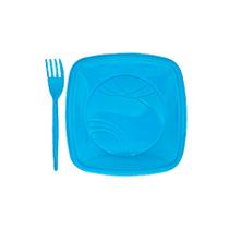 Kit Sobremesa Prato e Garfo Azul Claro - 10 Unidades - Trik Trik