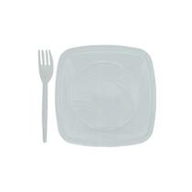 Kit Sobremesa Prato e Garfo Branco 10 Unidades - Trik Trik