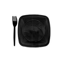 Kit Sobremesa Prato e Garfo Preto 10 Unidades - Trik Trik