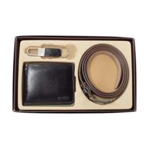 Kit Social Masculino Carteira Cinto e Chaveiro Classe Couro Kit Social Masculino Carteira Cinto e Chaveiro Classe Couro