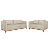 Kit Sofá 2 e 3 Lugares 180cm Europa Bouclé Bege - Amarena Móveis