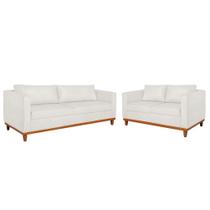 Kit Sofá 2 e 3 Lugares 180cm Europa Bouclé Branco - Amarena Móveis Kit Sofá 2 e 3 Lugares 180cm Europa Bouclé Branco - Amarena Móveis