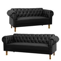 Kit Sofá 2 e 3 Lugares Chesterfield Clássico para Recepção e Consultório material sintético - SOFA STORE