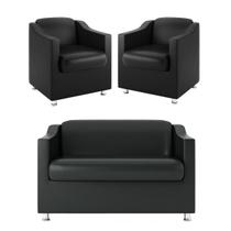 Kit Sofá 2 Lugares + 2 Poltronas Decorativas Recepção - V8 Decor