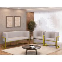 Kit Sofá 2 Lugares + 2 Poltronas material sintético para Recepção Gold