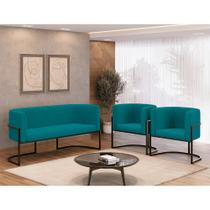Kit Sofá 2 Lugares + 2 Poltronas para Recepção Balaqui