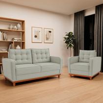 Kit Sofá 2 Lugares e 1 Poltrona Luxo Moderno Sala de Estar Bouclé Samuel Kit Sofá 2 Lugares e 1 Poltrona Luxo Moderno Sala de Estar Bouclé Samuel