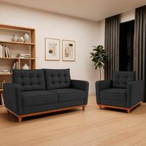 Kit Sofá 2 Lugares e 1 Poltrona Luxo Moderno Sala de Estar Bouclé Samuel Kit Sofá 2 Lugares e 1 Poltrona Luxo Moderno Sala de Estar Bouclé Samuel