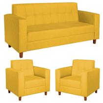 Kit Sofá 2 Lugares e 2 Poltronas Denver Corano Amarelo - ADJ Decor