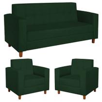 Kit Sofá 2 Lugares e 2 Poltronas Denver Suede Verde - AM Decor