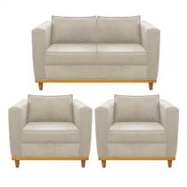 Kit Sofá 2 Lugares e 2 Poltronas Europa Suede Bege Doce Sonho Móveis Kit Sofá 2 Lugares e 2 Poltronas Europa Suede Bege Doce Sonho Móveis