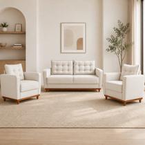 Kit Sofá 2 Lugares e 2 Poltronas Luxo Moderno Sala de Estar Samuel
