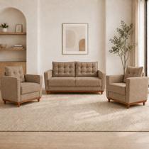 Kit Sofá 2 Lugares e 2 Poltronas Luxo Moderno Sala de Estar Samuel
