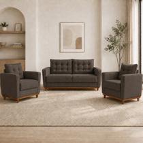 Kit Sofá 2 Lugares e 2 Poltronas Luxo Moderno Sala de Estar Samuel