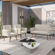 Kit Sófa 2 Lugares E 2 Poltronas Para Sala De Estar Recepção