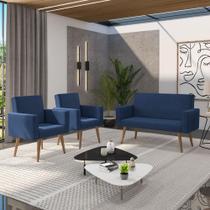 Kit Sófa 2 Lugares E 2 Poltronas Para Sala De Estar Recepção