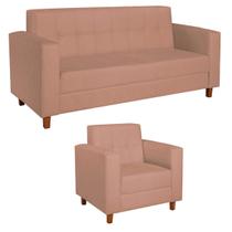 Kit Sofá 2 Lugares e Poltrona Denver Suede - Doce Sonho Móveis