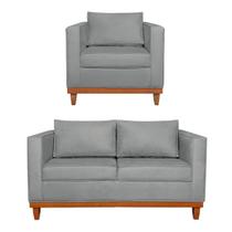 Kit Sofa 2 Lugares e Poltrona Europa Bouclé - Amarena Móveis Kit Sofa 2 Lugares e Poltrona Europa Bouclé - Amarena Móveis