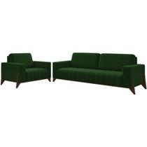 Kit Sofa 232 cm E Poltrona Decorativa Veron Veludo SL 947 Moll