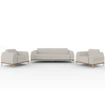 Kit Sofá 3 Lugares 180cm Com 2 Poltronas Molino Pés D'ouro D02 Linho Cru C-443 - Lyam Decor Kit Sofá 3 Lugares 180cm Com 2 Poltronas Molino Pés D'ouro D02 Linho Cru C-443 - Lyam Decor