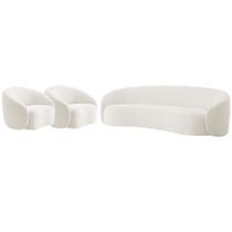 Kit Sofá 3 Lugares 180cm e 2 Poltronas Orgânica Luxo Recepção Amore Bouclé