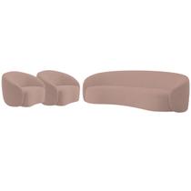 Kit Sofá 3 Lugares 180cm e 2 Poltronas Orgânica Luxo Recepção Amore Linho - ADJ Decor