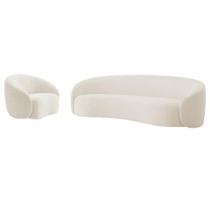 Kit Sofá 3 Lugares 180cm e Poltrona Orgânica Luxo Recepção Amore Bouclé Bege - Amarena Móveis