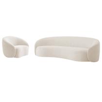 Kit Sofá 3 Lugares 180cm e Poltrona Orgânica Luxo Recepção Amore Linho - Doce Sonho Móveis