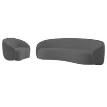 Kit Sofá 3 Lugares 180cm e Poltrona Orgânica Luxo Recepção Amore Linho - Doce Sonho Móveis