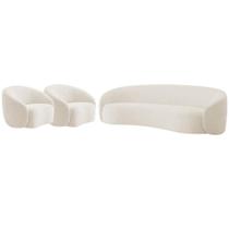 Kit Sofá 3 Lugares 200cm e 2 Poltronas Orgânica Luxo Recepção Amore Bouclé Bege Kit Sofá 3 Lugares 200cm e 2 Poltronas Orgânica Luxo Recepção Amore Bouclé Bege