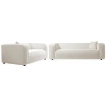 Kit Sofá 3 Lugares 200cm e Poltrona Cecília Bouclé Branco - Amarena Móveis Kit Sofá 3 Lugares 200cm e Poltrona Cecília Bouclé Branco - Amarena Móveis