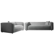 Kit Sofá 3 Lugares 200cm e Poltrona Cecília Bouclé Cinza - Amarena Móveis