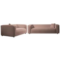 Kit Sofá 3 Lugares 200cm e Poltrona Cecília Linho Rose - Amarena Móveis