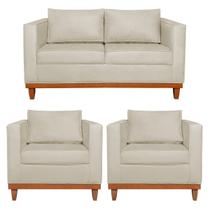 Kit Sofa 3 Lugares e 2 Poltronas Europa 180 cm Bouclé - Doce Sonho Móveis