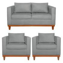 Kit Sofa 3 Lugares e 2 Poltronas Europa 180 cm Bouclé - Doce Sonho Móveis
