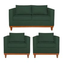 Kit Sofá 3 Lugares e 2 Poltronas Europa 180 cm Estilo Conforto e Elegância Linho Verde - Amarena Móveis Kit Sofá 3 Lugares e 2 Poltronas Europa 180 cm Estilo Conforto e Elegância Linho Verde - Amarena Móveis