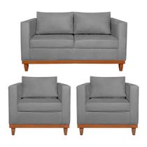 Kit Sofá 3 Lugares e 2 Poltronas Europa 180 cm Estilo Conforto e Elegância Suede - ADJ Decor