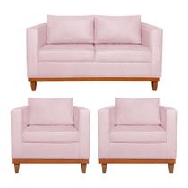 Kit Sofá 3 Lugares e 2 Poltronas Europa 180 cm Estilo Conforto e Elegância Suede - ADJ Decor