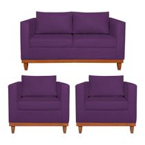 Kit Sofá 3 Lugares e 2 Poltronas Europa 180 cm Estilo Conforto e Elegância Suede - ADJ Decor