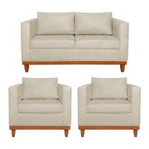 Kit Sofá 3 Lugares e 2 Poltronas Europa 180 cm Estilo Conforto e Elegância Suede - Amarena Móveis
