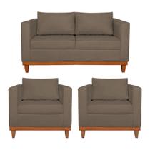 Kit Sofá 3 Lugares e 2 Poltronas Europa 180 cm Estilo Conforto e Elegância Suede - Amarena Móveis