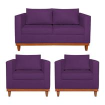 Kit Sofá 3 Lugares e 2 Poltronas Europa 180 cm Estilo Conforto e Elegância Suede - Amarena Móveis