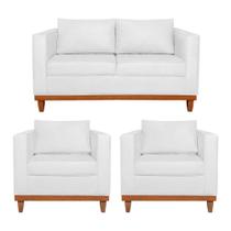 Kit Sofá 3 Lugares e 2 Poltronas Europa 180 cm Estilo Conforto e Elegância Suede Branco - Amarena Móveis