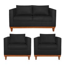 Kit Sofá 3 Lugares e 2 Poltronas Europa 180 cm Estilo Conforto e Elegância Suede - Doce Sonho Móveis